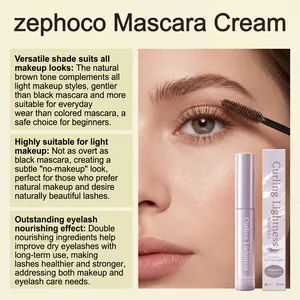 Vue détaillée du mascara courbe zephoco brun pour un aspect naturel et des cils nourris