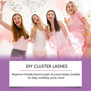 Femmes fêtant avec des extensions de cils en grappe DIY naturelles pour le quotidien