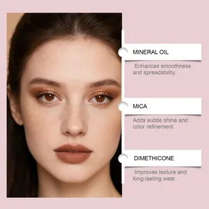 Detail view showing shimmer cream eyeshadow stick ingredients and natural makeup effect