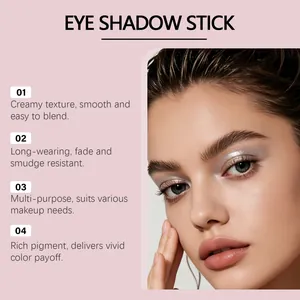 Detailed macro view showing the shimmering silver finish of the creamy eye shadow stick