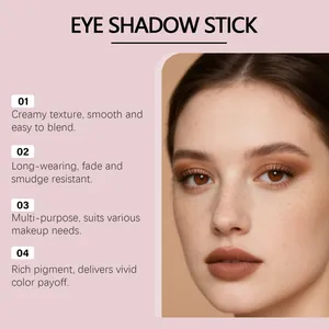 Detailed view of deep brown eye shadow stick makeup effect on professional model