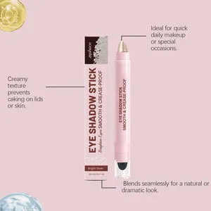 Creamy silver eye shadow stick with sponge tip and box packaging for daily makeup