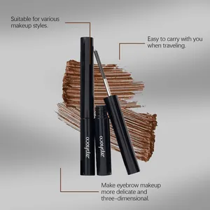 Brown waterproof mascara with fine brush for delicate eyelash and eyebrow makeup