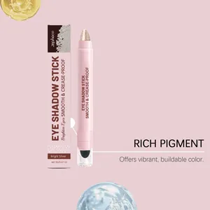 Detail view of Zephoco bright silver eyeshadow stick with rich pigment color.