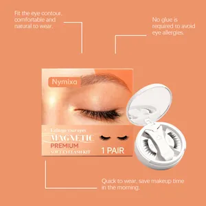 Kit ciglia finte magnetiche Nymixa con custodia e applicatore in chiara vista dettagliata