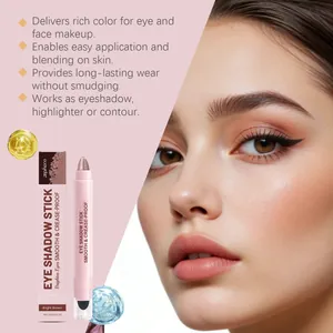 Détail du bâton d'ombre à paupières crème Zephoco marron clair avec effet maquillage