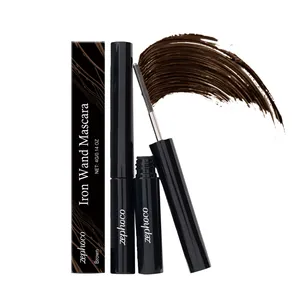 Zephoco Brown Waterproof Curling Mascara Long Lasting Smudge Proof Iron Wand Metal Brush Eye Makeup For Women 4g