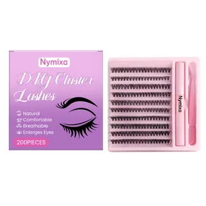Kit de 200 extensions de cils Nymixa avec stylo colle et pince pour un look naturel