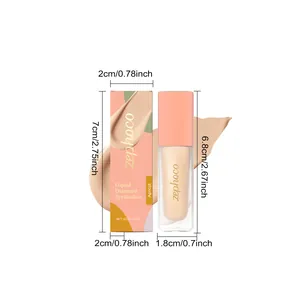 Detailansicht von Zephoco flüssigem Lidschatten in Apricot mit Maßen und Texturstrich