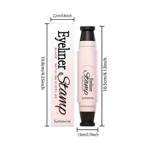 Waterproof black eyeliner stamp pen with precise dimensions in centimeters and inches
