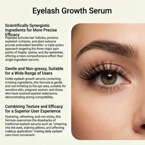 Close-up view of long eyelashes with detailed features of eyelash growth serum