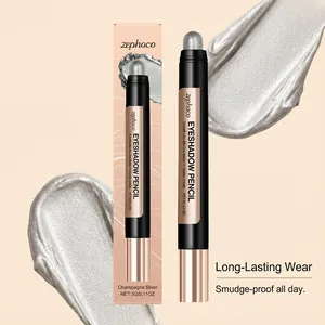 Lápiz de sombra de ojos Zephoco plata champán con detalles de textura cremosa suave