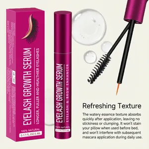 Detailed view of nourishing eyelash growth serum with applicator brushes and texture