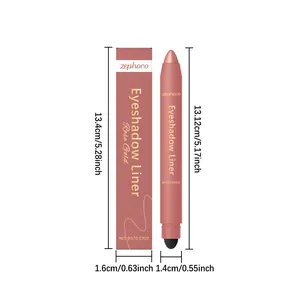 Zephoco 2-in-1 rose gold eyeshadow liner pen and box with detailed dimensions shown