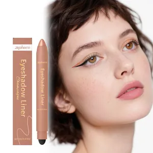 Matita eyeliner ombretto Zephoco champagne con modella che mostra l'effetto trucco