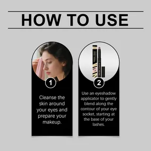 Guide étape par étape montrant comment appliquer l'ombre à paupières Zephoco violet foncé
