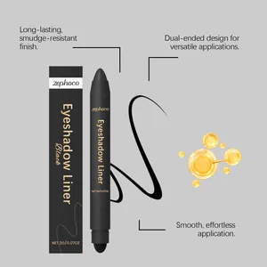Close-up of black dual-ended eyeshadow liner pencil with smudge-resistant finish.