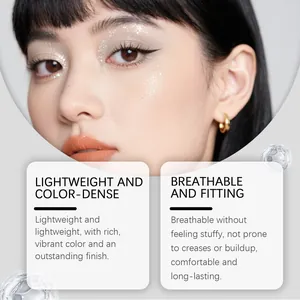 Detailed macro shot of champagne glitter eyeshadow applied on an Asian model's eye makeup
