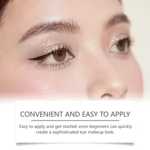 Close-up of shimmering champagne eye makeup showing smooth finish on eyelid