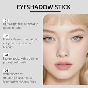 Champagne eyeshadow stick with built-in brush for a long-lasting waterproof finish