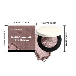 Detailansicht des Rose Gold Lidschattens mit Abmessungen für Puderdose und Verpackung