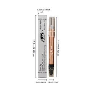 Détail montrant les dimensions du stick fard à paupières double embout blanc argenté en cm et pouces
