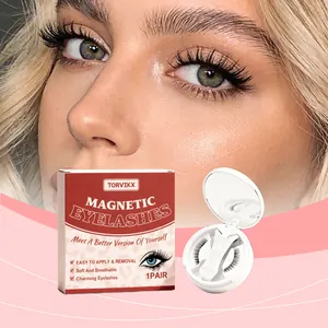 TORVIKX natural fluffy magnetic eyelashes set with white compact and applicator