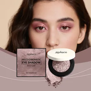 Close-up of rose gold multi-chromatic eye shadow with a shimmer effect on a model