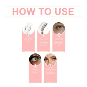 Detailed five-step instructional guide on how to apply natural magnetic eyelashes