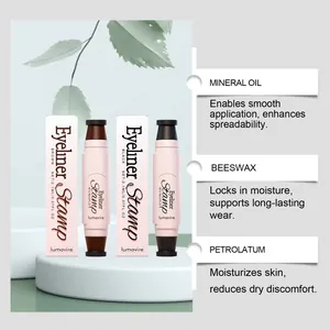 Detailed view of lumavire double-ended eyeliner stamp pens showing ingredient benefits info
