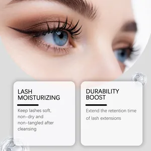 Detail view of long eyelashes showing moisturizing effects and durability boost benefits
