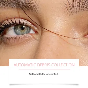 Detailed close-up of magnetic eyelashes showing natural curl and a soft fluffy texture