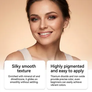 Detail view of model wearing smooth shimmer eyeshadow stick with texture and pigment features