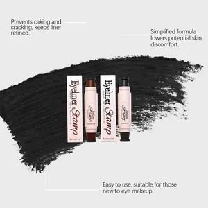 Detail of lumavire waterproof eyeliner stamp pens in black and brown with boxes.