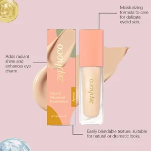 Detailed macro view of apricot liquid diamond eyeshadow with packaging and texture.