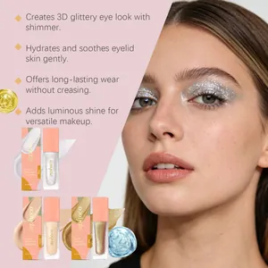 Σετ υγρή σκιά ματιών Zephoco Liquid Diamond με λαμπερό μακιγιάζ και δείγματα χρώματος