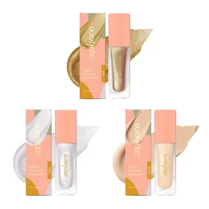 Zephoco Sombra de Ojos Líquida Diamante Brillo Purpurina Larga Duración Impermeable Maquillaje de Ojos Plata Albaricoque Oro