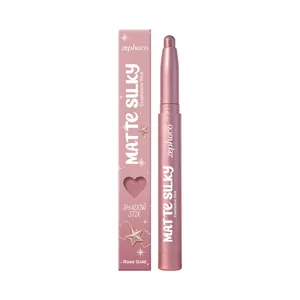 Zephoco Matte Silky Eyeshadow Stick Rose Gold Waterproof Long Lasting Smooth Eye Shadow Pen Daily Makeup For Women