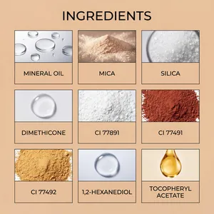 Lijst met ingrediënten zoals Mica en Minerale Olie voor de matte oogschaduwstick