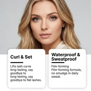 Close-up detail showing the effect of black waterproof curling mascara on eyelashes