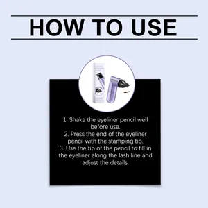 Detailed step-by-step usage instructions for Zephoco brown waterproof eyeliner stamp