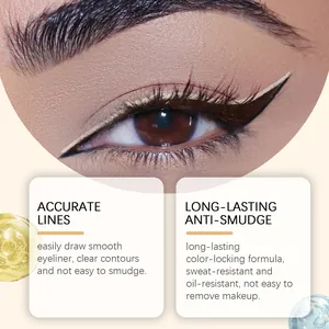 Detailed view of long-lasting waterproof black liquid eyeliner for accurate smooth lines