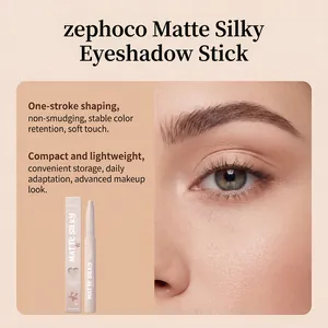 Close-up of zephoco Matte Silky Eyeshadow Stick in Champagne for daily makeup look