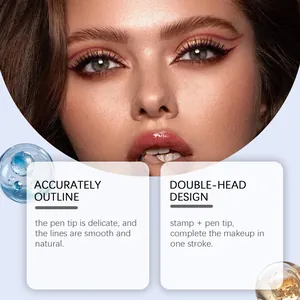 Detailed view of the double-headed brown eyeliner stamp for smooth and natural makeup