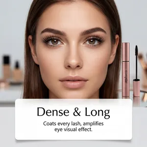 Close-up of model with long lashes and zephoco waterproof black mascara effect