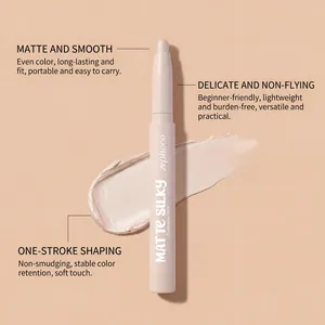 Detailed macro view of champagne matte silky eyeshadow stick with smooth texture swatch