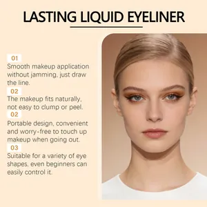 Detailed makeup effect of light brown liquid eyeliner on a model showing smooth finish