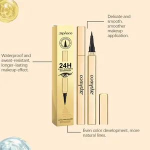 Close-up of Zephoco light brown liquid eyeliner showing its smooth waterproof brush tip