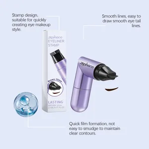 Close-up detail of Zephoco waterproof brown eyeliner stamp pen with professional packaging box