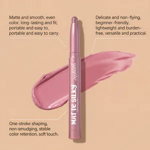 Close-up of Zephoco matte silky eyeshadow stick showing pink rose gold cream texture